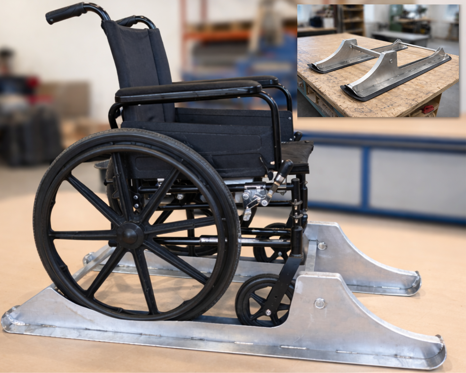 Patins adaptés pour chaise roulante_Plastiver Inc